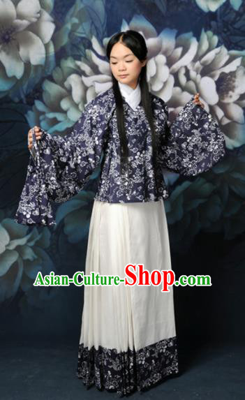Chinese Traditional Ming Dynasty Village Girl Hanfu Dress Ancient Young Lady Costumes for Women