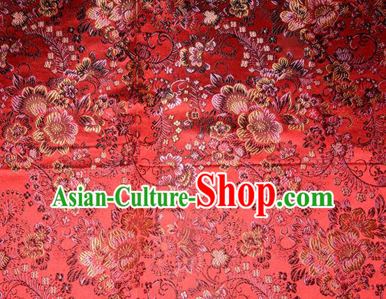 Chinese Traditional Red Silk Fabric Tang Suit Brocade Cheongsam Classical Pattern Cloth Material Drapery