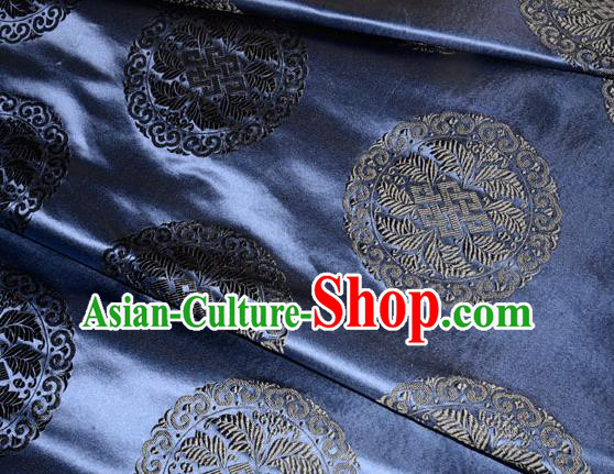 Chinese Traditional Cheongsam Silk Fabric Tang Suit Navy Brocade Classical Round Pattern Cloth Material Drapery