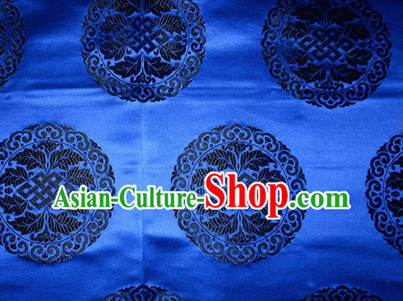 Chinese Traditional Cheongsam Silk Fabric Tang Suit Royalblue Brocade Classical Round Pattern Cloth Material Drapery