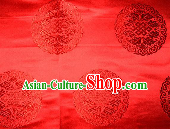 Chinese Traditional Cheongsam Silk Fabric Tang Suit Red Brocade Classical Round Pattern Cloth Material Drapery