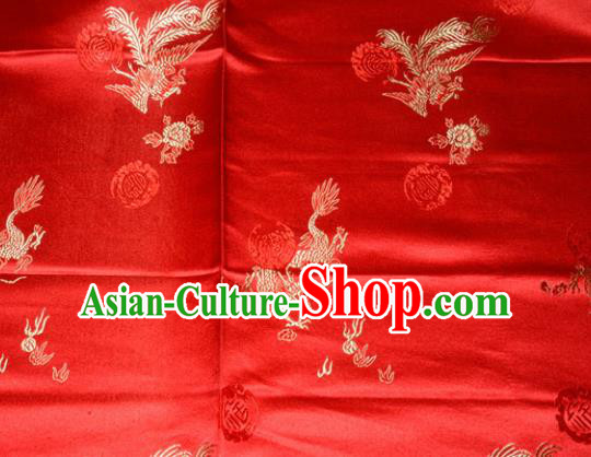 Wedding Classical Dragons Phoenix Pattern Chinese Traditional Red Silk Fabric Tang Suit Brocade Cloth Cheongsam Material Drapery