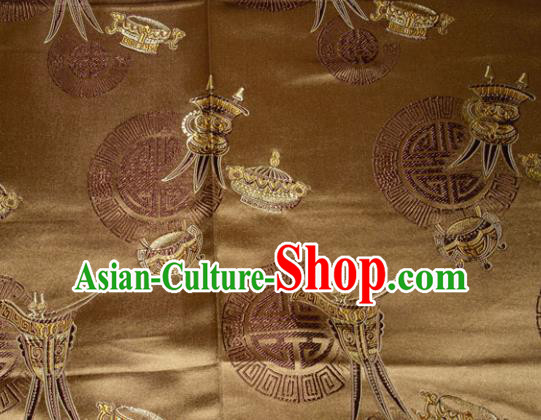 Classical Wine Goblet Pattern Chinese Traditional Bronze Silk Fabric Tang Suit Brocade Cloth Cheongsam Material Drapery