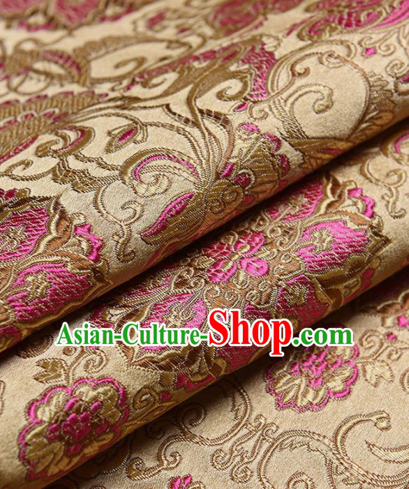 Chinese Traditional Silk Fabric Tang Suit Golden Brocade Cloth Cheongsam Material Drapery