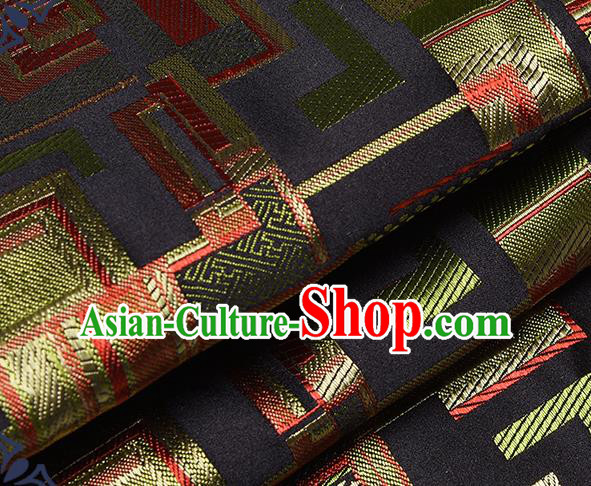 Chinese Traditional Tang Suit Nanjing Brocade Black Fabric Silk Cloth Cheongsam Material Drapery