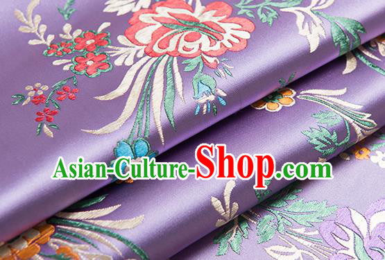 Chinese Traditional Begonia Pattern Tang Suit Lilac Brocade Fabric Silk Cloth Cheongsam Material Drapery