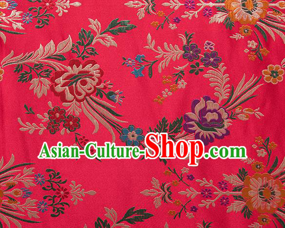 Chinese Traditional Begonia Pattern Tang Suit Red Brocade Fabric Silk Cloth Cheongsam Material Drapery