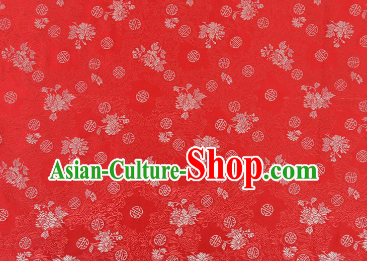 Chinese Traditional Tang Suit Red Brocade Fabric Silk Cloth Cheongsam Material Drapery