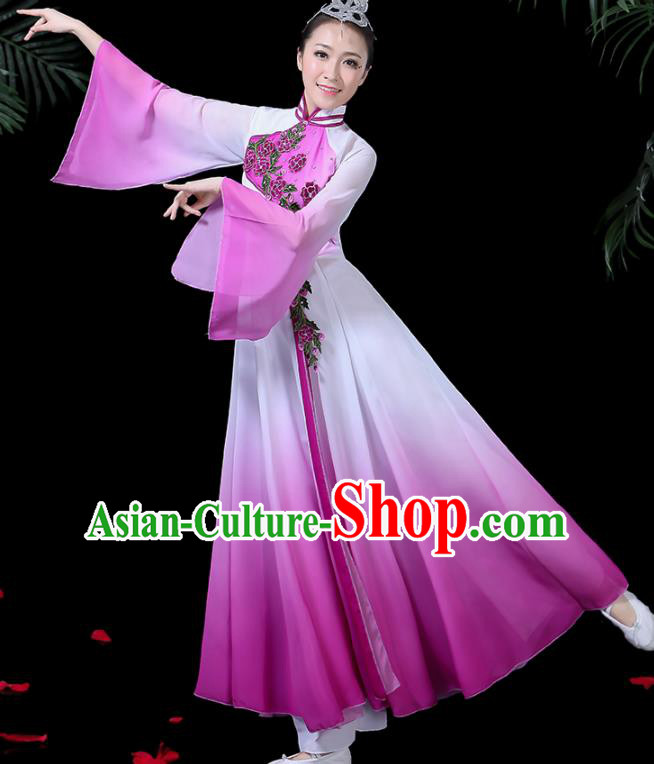 Chinese Classical Dance Costume Traditional Umbrella Dance Fan Dance Purple Dress for Women