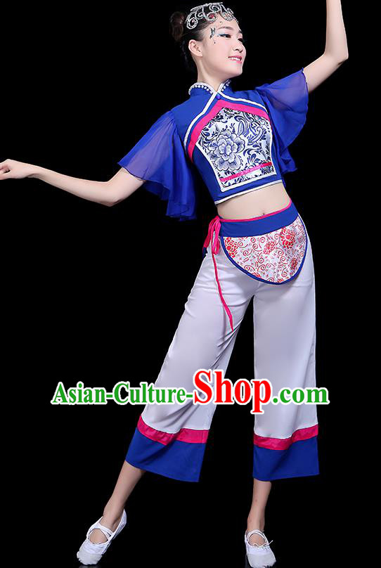 Traditional Fan Dance Yangko Costumes Chinese Folk Dance Umbrella Dance Costume for Women