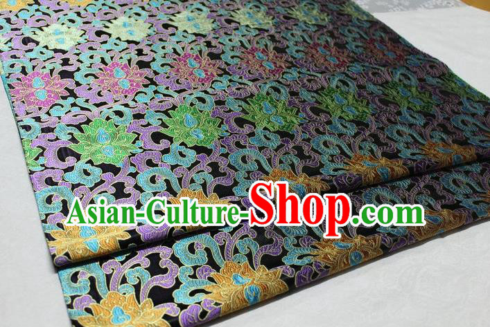 Chinese Traditional Cheongsam Cloth Tang Suit Palace Pattern Black Brocade Fabric Silk Material Drapery