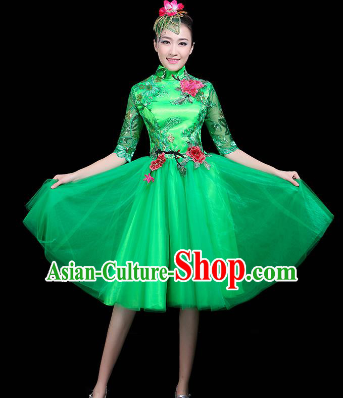 Professional Dance Modern Dance Green Dress Stage Performance Chorus Costume for Women