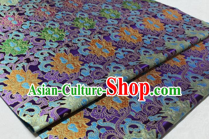 Chinese Traditional Cheongsam Cloth Tang Suit Palace Pattern Purple Brocade Fabric Silk Material Drapery