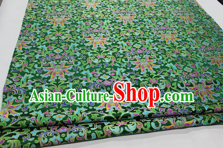 Chinese Traditional Cheongsam Cloth Tang Suit Green Brocade Fabric Silk Material Drapery