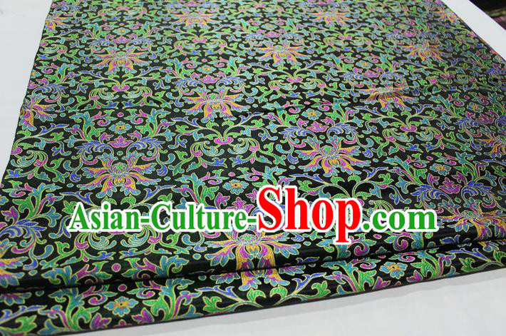 Chinese Traditional Cheongsam Cloth Tang Suit Black Brocade Fabric Silk Material Drapery