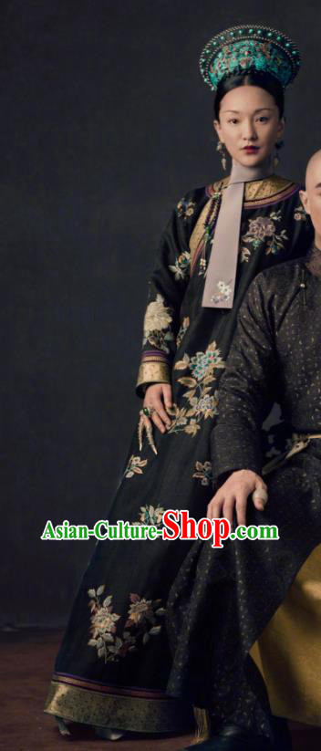 Ancient Chinese Qing Dynasty Queen Ruyi Royal Love in the Palace Embroidered Costumes and Headpiece Complete Set