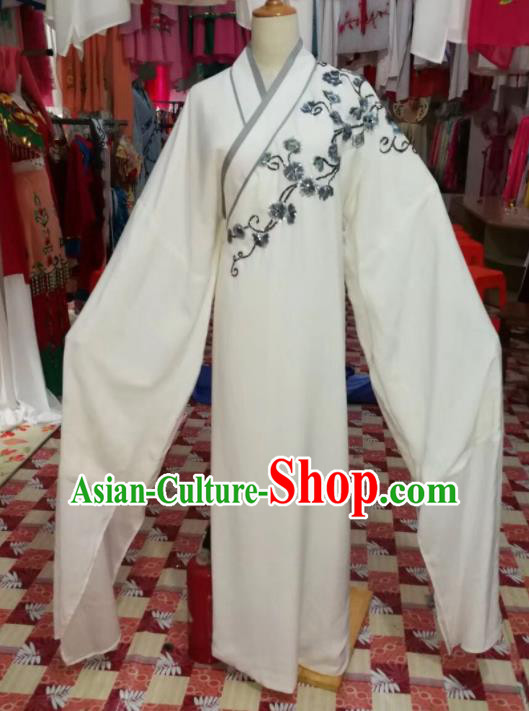 Chinese Traditional Beijing Opera White Robe Peking Opera Niche Costume for Adults