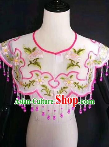 Chinese Traditional Beijing Opera Diva Accessories Peking Opera Costume Embroidered Rosy Cloud Tippet for Adults