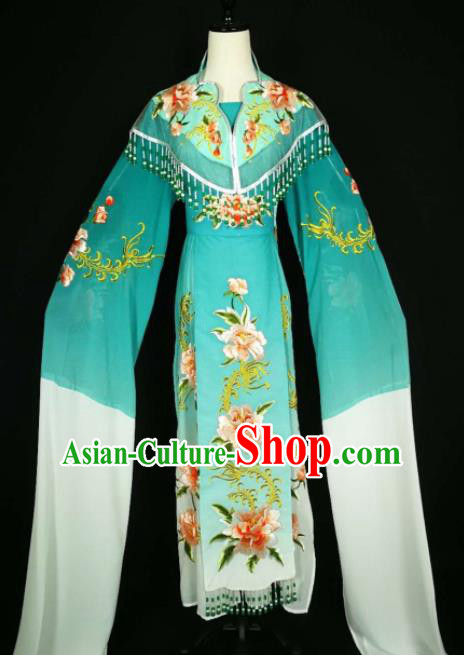 Chinese Traditional Beijing Opera Diva Peacock Green Dress Peking Opera Princess Costume for Adults