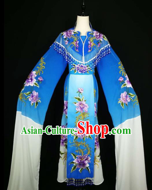Chinese Traditional Beijing Opera Diva Royalblue Dress Peking Opera Princess Costume for Adults