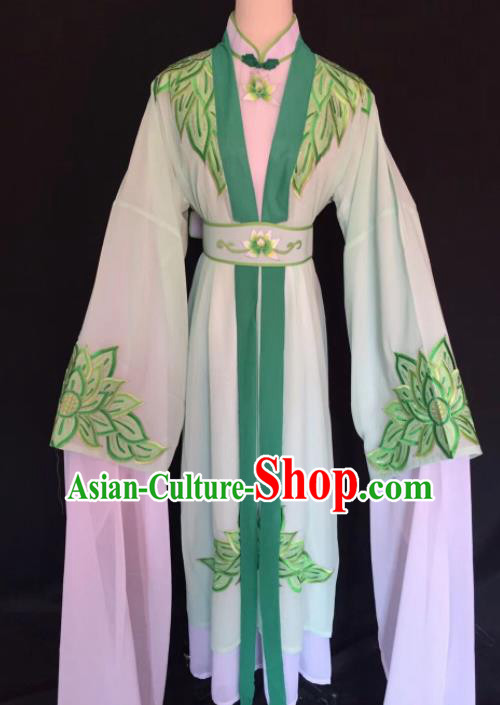 Chinese Traditional Beijing Opera Diva Green Clothing Peking Opera Buddhist Nun Costume for Adults