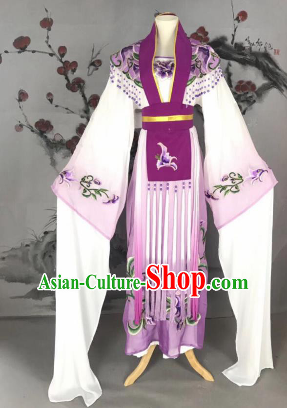 Chinese Traditional Beijing Opera Princess Purple Hanfu Dress Peking Opera Diva Water Sleeve Costume for Adults