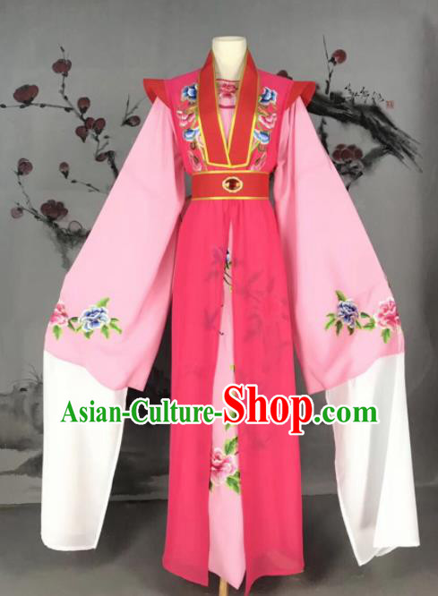 Chinese Traditional Beijing Opera Scholar Costume Peking Opera Niche Rosy Embroidered Robe for Adults