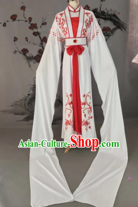 Chinese Traditional Beijing Opera Diva Embroidered Costume White Hanfu Dress for Adults