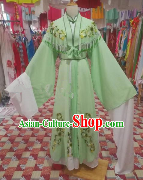 Chinese Traditional Beijing Opera Diva Costume Princess Embroidered Green Hanfu Dress for Adults