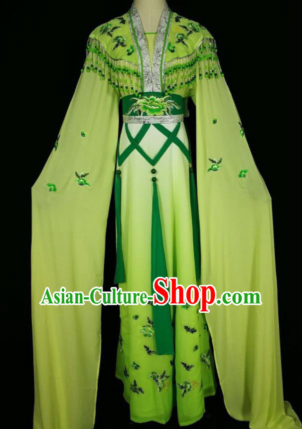 Chinese Traditional Beijing Opera Actress Costume Princess Embroidered Green Hanfu Dress for Adults