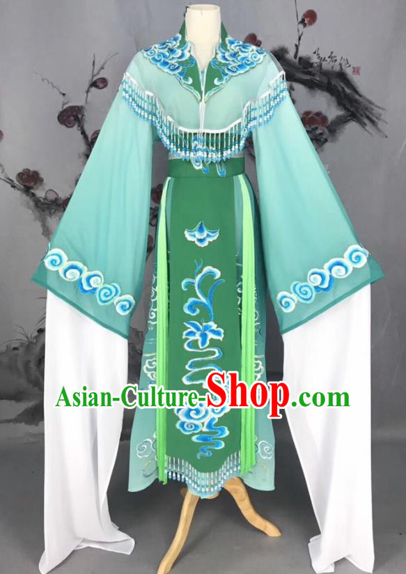 Chinese Traditional Beijing Opera Green Hanfu Dress Peking Opera Actress Costume for Rich