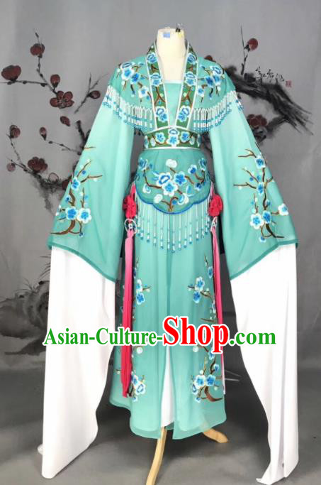 Chinese Traditional Beijing Opera Green Embroidered Dress Peking Opera Actress Costume for Rich