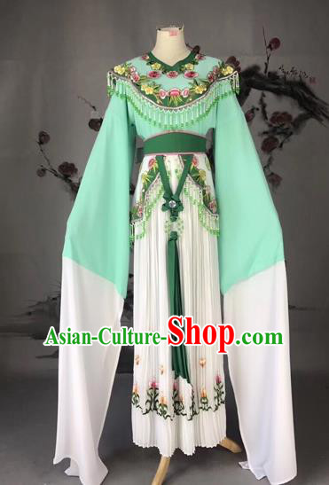 Chinese Traditional Beijing Opera Palace Lady Green Dress Peking Opera Diva Costumes for Adults