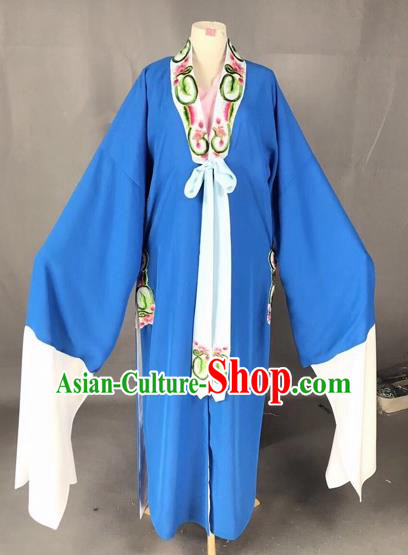 Chinese Traditional Beijing Opera Scholar Costume Peking Opera Niche Blue Robe for Adults