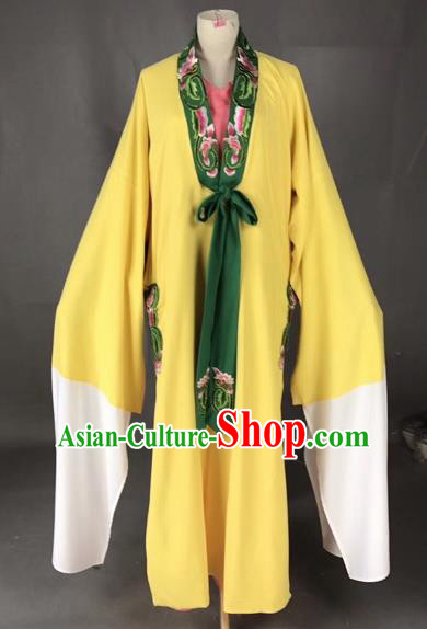Chinese Traditional Beijing Opera Scholar Costume Peking Opera Niche Yellow Robe for Adults
