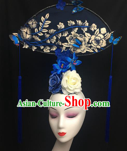 Chinese Stage Show Peony Flowers Hair Accessories Traditional Catwalks Palace Headdress for Women