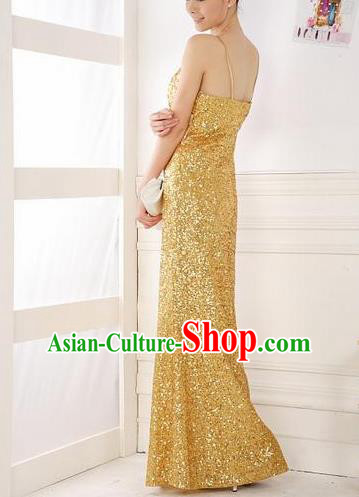 Top Stage Show Chorus Costumes Catwalks Compere Golden Full Dress for Women