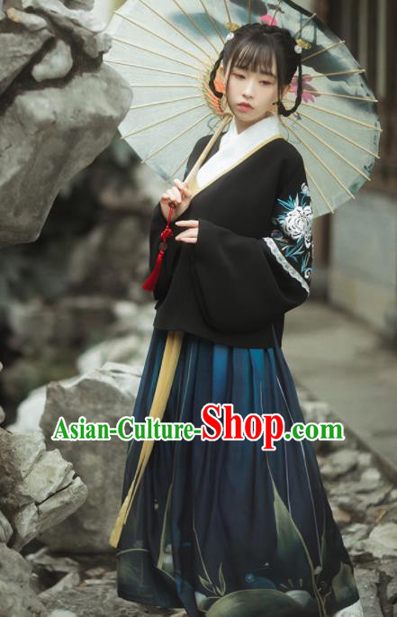 Traditional Chinese Ancient Ming Dynasty Princess Historical Costumes Blouse and Skirt Complete Set