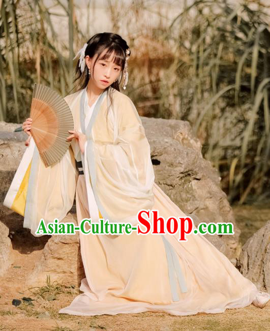 Chinese Jin Dynasty Women Silk Hanfu Dress Ancient Historical Costumes Complete Set