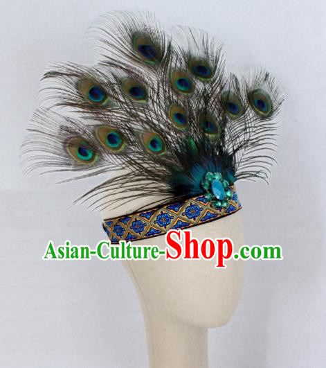 Top Rio Carnival Feather Hair Accessories Halloween Catwalks Dance Hair Clasp for Women