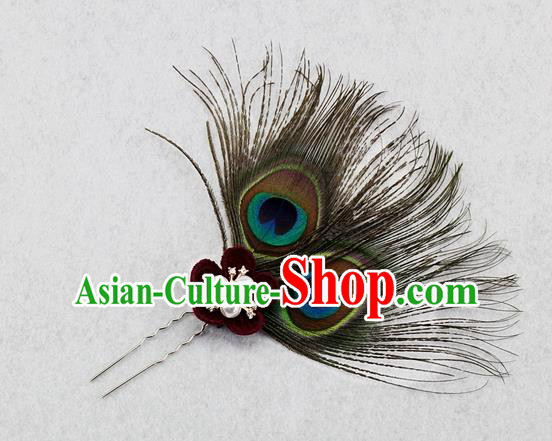 Top Rio Carnival Peacock Feather Hair Accessories Halloween Catwalks Dance Hairpins for Women