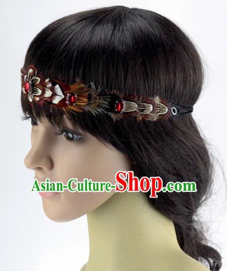 Handmade Carnival Feather Headband Miami Stage Show Feather Hair Accessories for Women