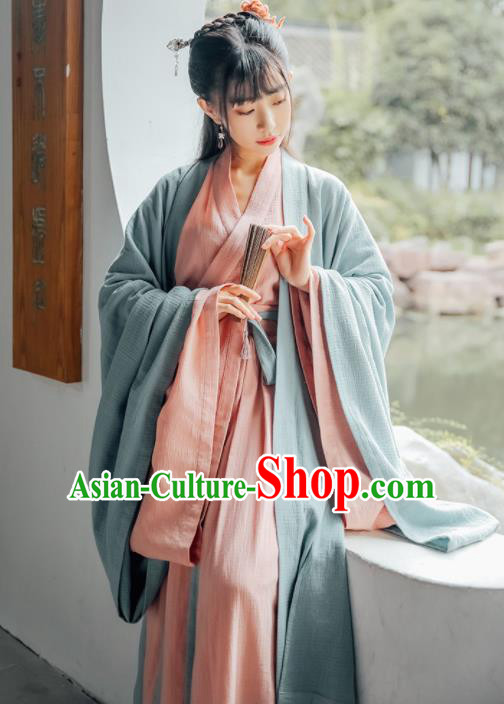 Chinese Traditional Jin Dynasty Swordswoman Historical Costumes Ancient Princess Hanfu Dress for Women