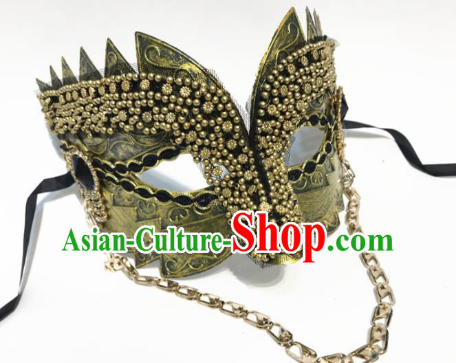Top Halloween Cosplay Golden Masks Brazilian Carnival Catwalks Fancy Dress Ball Face Mask for Men