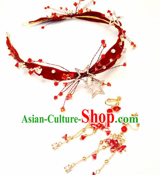 Top Chinese Traditional Hair Accessories Classical Wedding Red Hair Clasp for Women