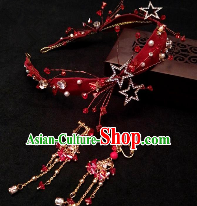 Top Chinese Traditional Hair Accessories Classical Wedding Red Hair Clasp for Women