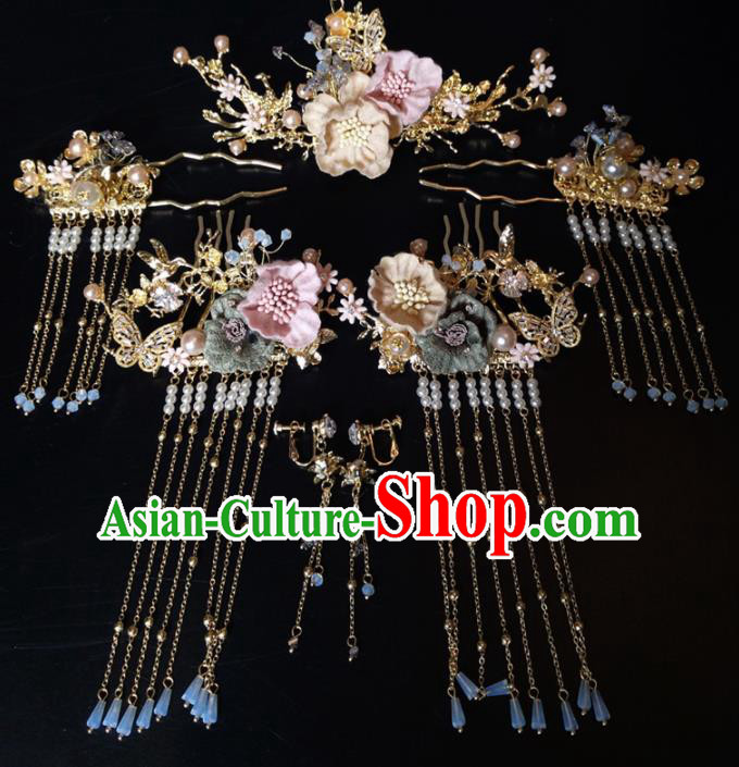 Top Chinese Traditional Hair Accessories Classical Wedding Hairpins Tassel Hair Combs Headdress for Women