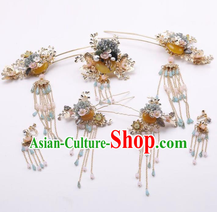 Top Chinese Traditional Wedding Hair Accessories Ancient Palace Hairpins Complete Set for Women