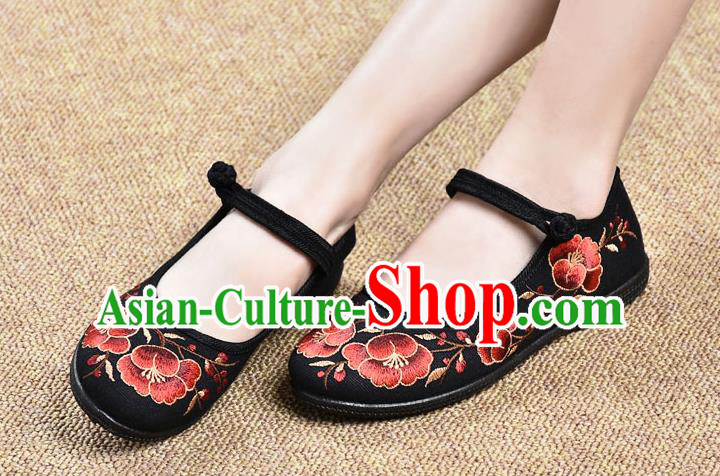 Chinese Shoes Wedding Shoes Traditional Embroidered Shoes Bride Black Shoes for Women