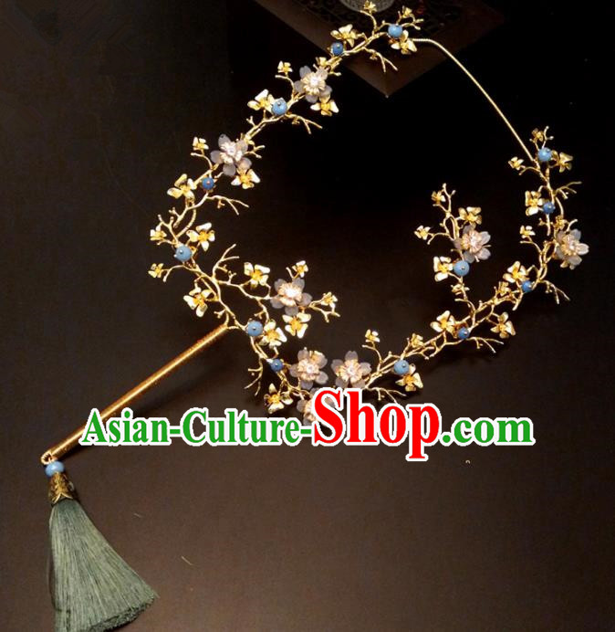 Chinese Traditional Wedding Accessories Classical Bride Flowers Palace Fan for Women